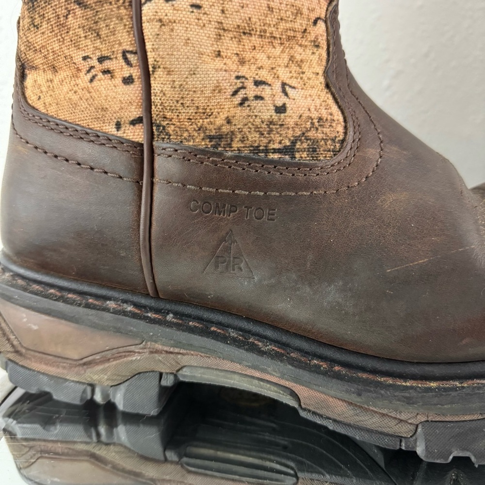 !SOLD! CODY JAMES Brown Leather Camo Flag Vibram Decimator Comp Toe Work Boots - Picture 5 of 13